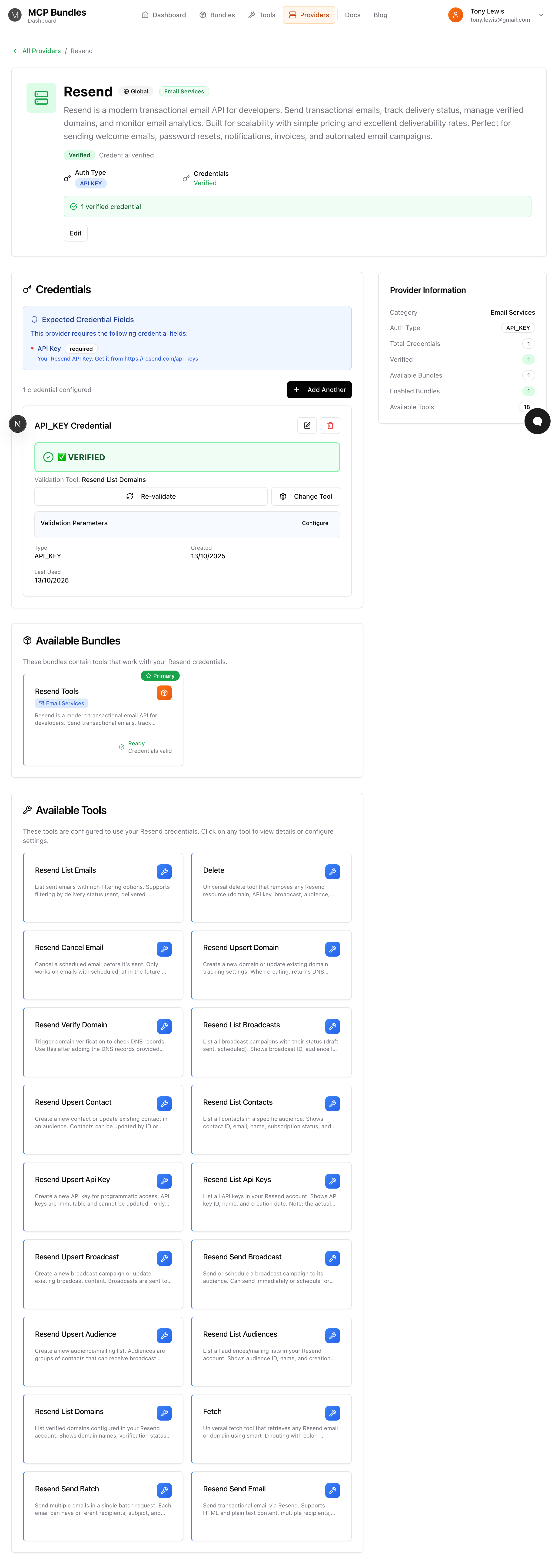 Provider detail with verified credential