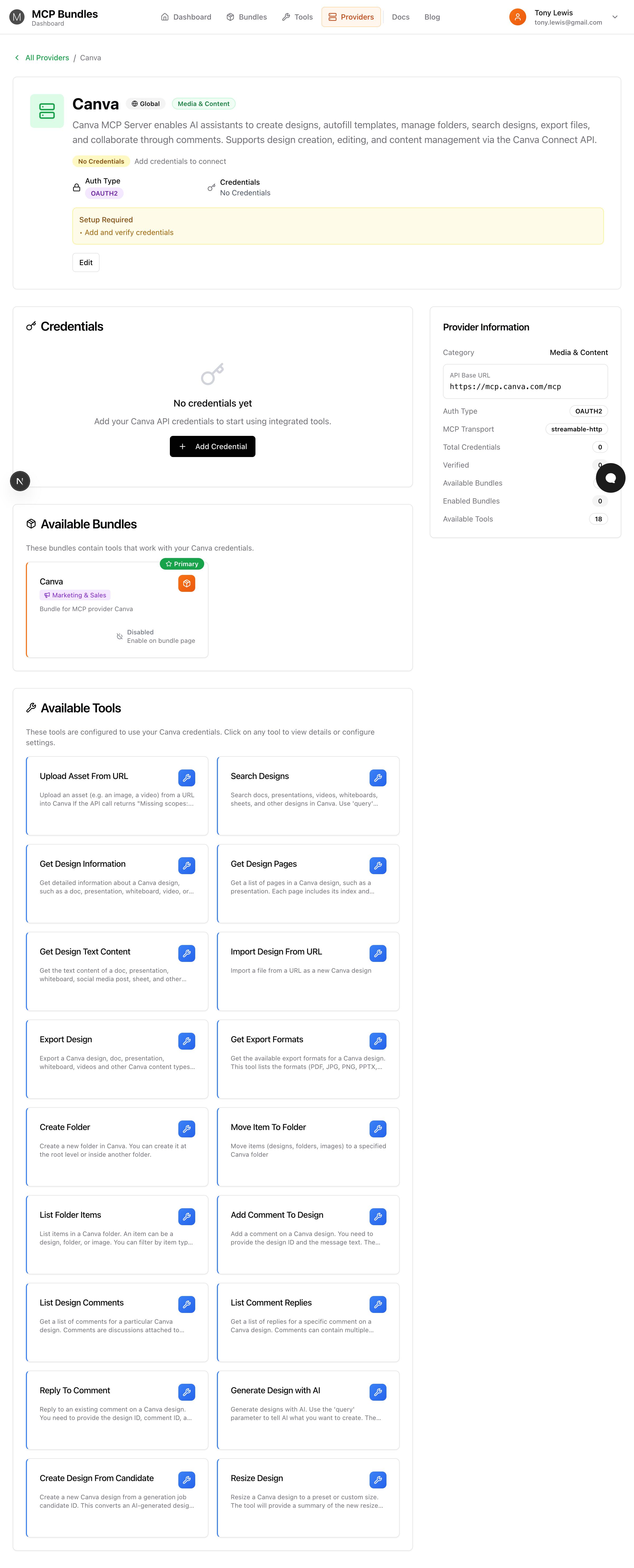 Provider without credentials